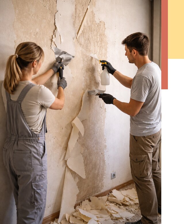 Снятие старых обоев в Набережных Челнах от 5333 руб. под ключ недорого | ОТДЕЛОЧНИК-Нбр