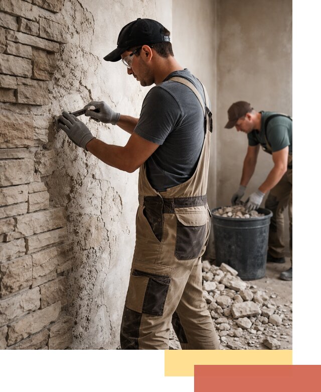 Демонтаж декоративного камня в Набережных Челнах профессионально и безопасно