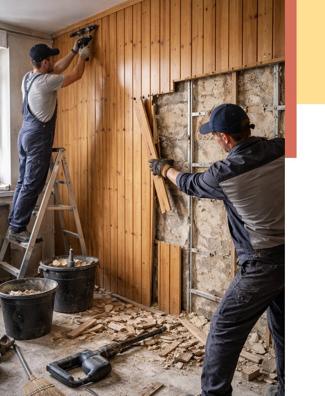 Демонтаж вагонки со стен в Набережных Челнах от 1473 руб. — снятие, удаление, срочно | ОТДЕЛОЧНИК-Нбр