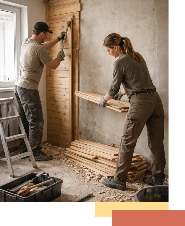 Демонтаж вагонки со стен в Набережных Челнах — профессиональный демонтаж