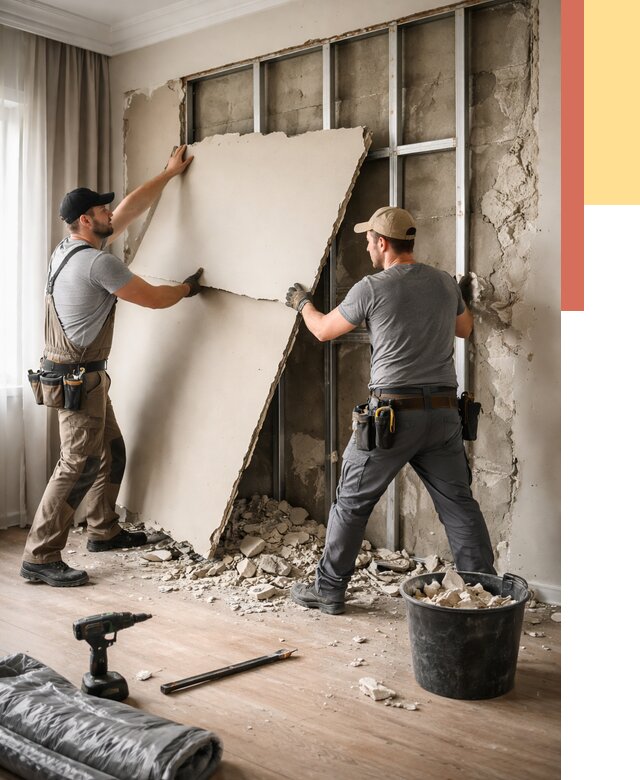 Демонтаж гипсокартона со стен в Набережных Челнах от 356 руб. — услуги демонтажа | ОТДЕЛОЧНИК-Нбр