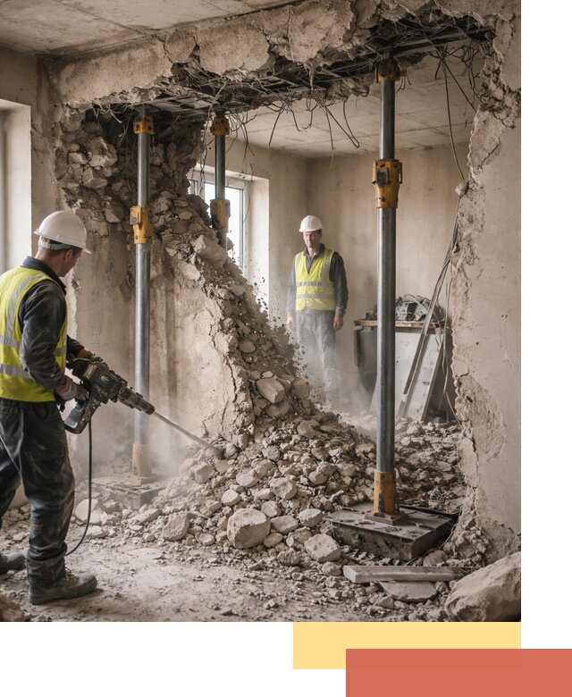 Снос несущих стен в Набережных Челнах с гарантией безопасности и качества