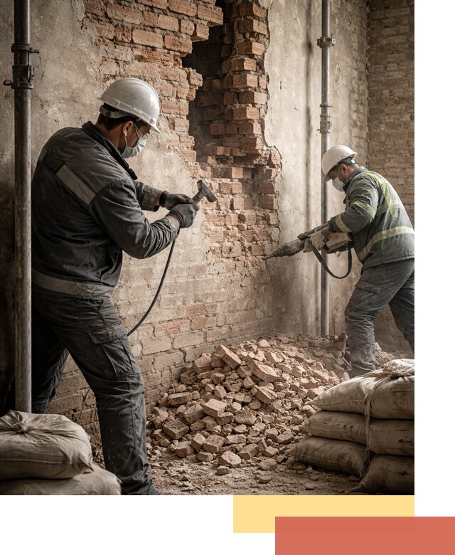 Демонтаж кирпичных стен в Набережных Челнах быстро и безопасно