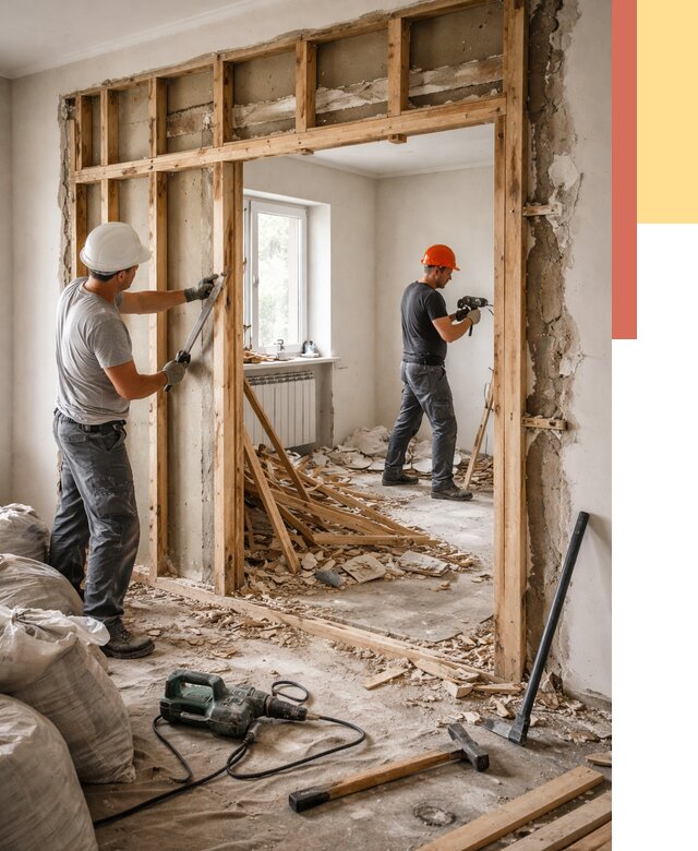 Демонтаж деревянных перегородок в Набережных Челнах от 3251 руб. — быстро и недорого | ОТДЕЛОЧНИК-Нбр