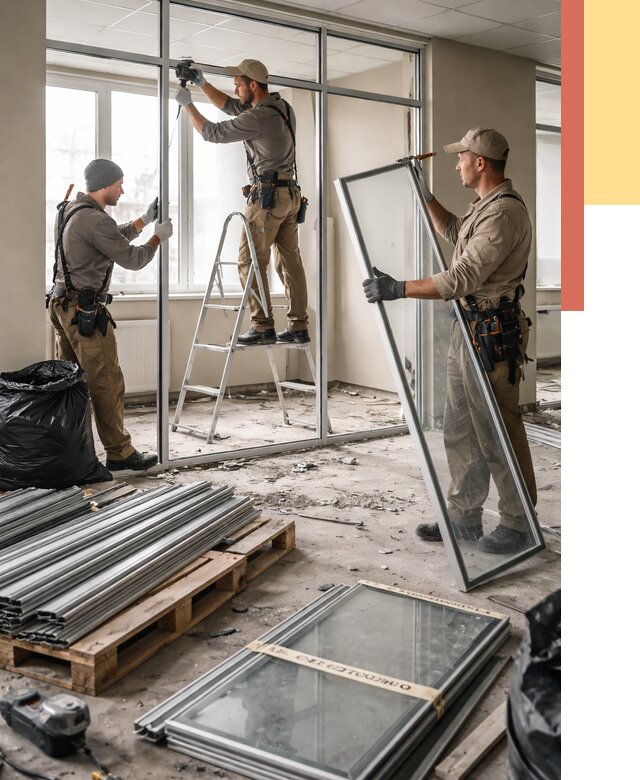 Демонтаж алюминиевых перегородок в Набережных Челнах от 4266 руб. — быстро и недорого | ОТДЕЛОЧНИК-Нбр