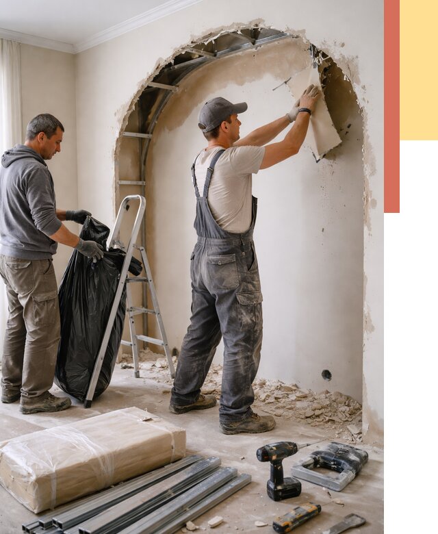 Демонтаж арки из гипсокартона в Набережных Челнах от 3555 руб. — услуги под ключ | ОТДЕЛОЧНИК-Нбр