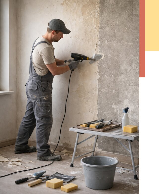 Очистка стен от клея в Набережных Челнах от 1879 руб. — снятие и удаление клея со стен | ОТДЕЛОЧНИК-Нбр