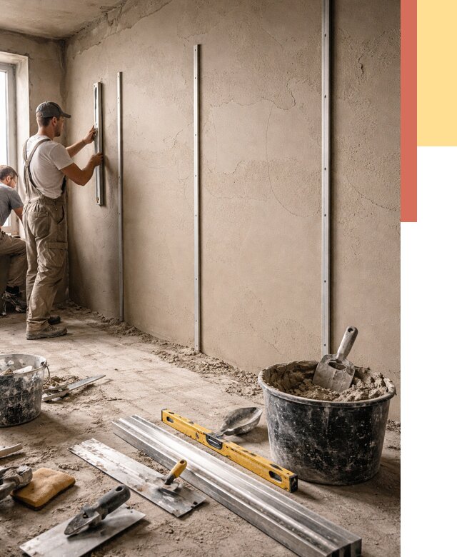 Штукатурка стен по маякам в Набережных Челнах от 5587 руб./м² — выравнивание под ключ | ОТДЕЛОЧНИК-Нбр