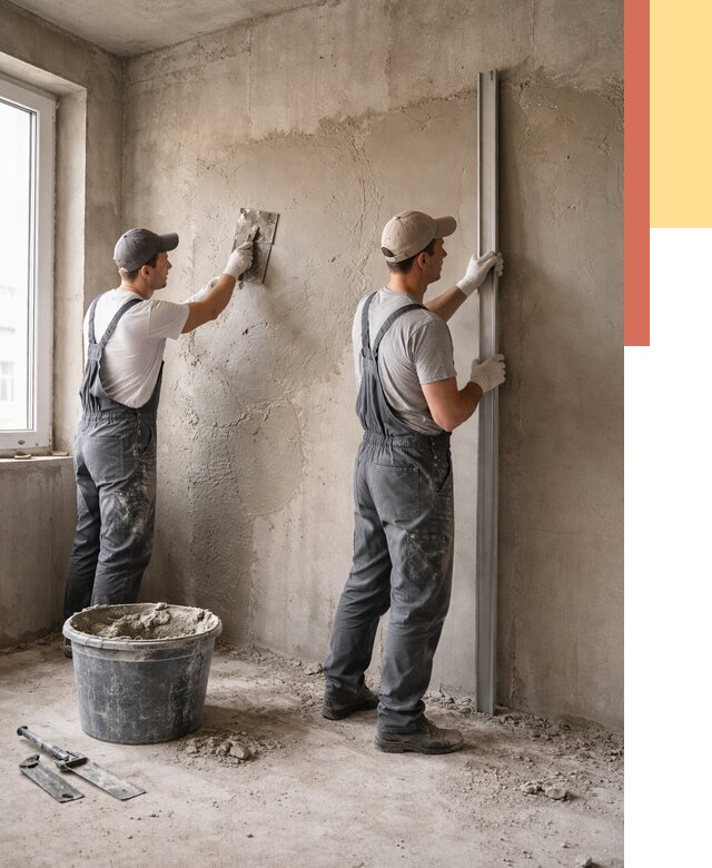 Штукатурка бетонных стен в Набережных Челнах от 4571 руб/м² — качественно и быстро | ОТДЕЛОЧНИК-Нбр