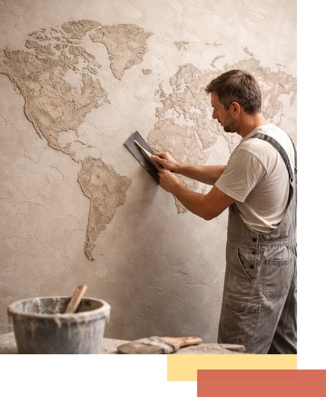 Декоративная штукатурка «Карта мира» под ключ в Набережных Челнах