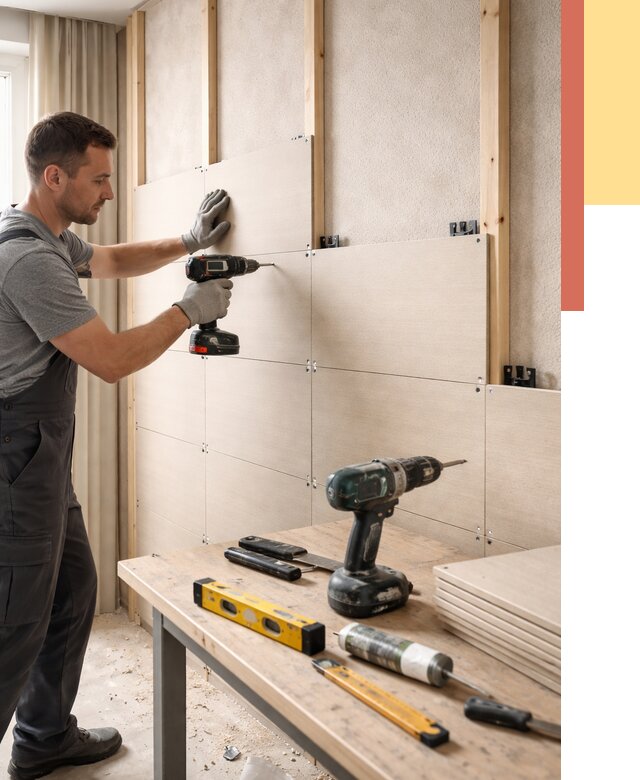 Монтаж МДФ панелей на стены в Набережных Челнах от 1270 руб. под ключ | ОТДЕЛОЧНИК-Нбр