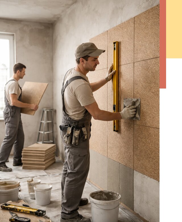 Монтаж пробковых панелей на стены в Набережных Челнах от 3555 руб. — ОТДЕЛОЧНИК-Нбр