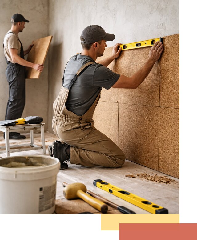 Монтаж пробковых панелей на стены в Набережных Челнах быстро и качественно