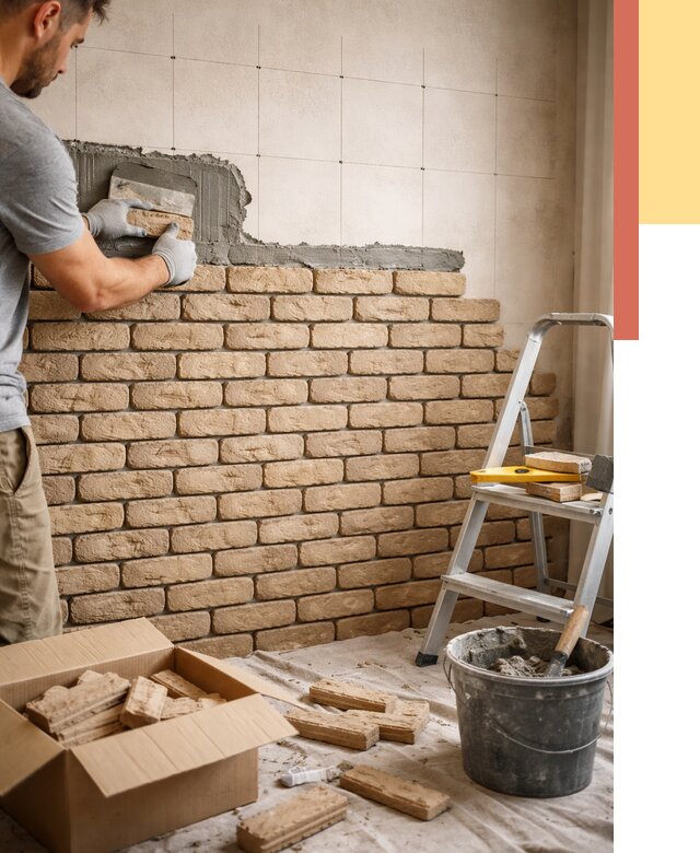 Монтаж декоративного кирпича в Набережных Челнах от 3251 руб./м² — быстро и недорого | ОТДЕЛОЧНИК-Нбр