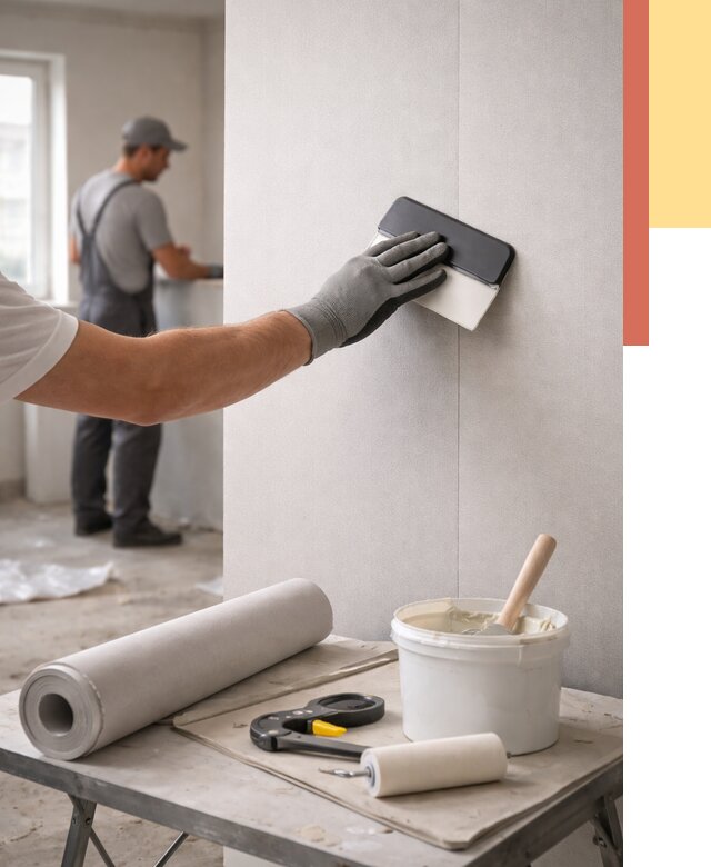 Поклейка обоев под покраску в Набережных Челнах от 3555 руб. за м2 | ОТДЕЛОЧНИК-Нбр