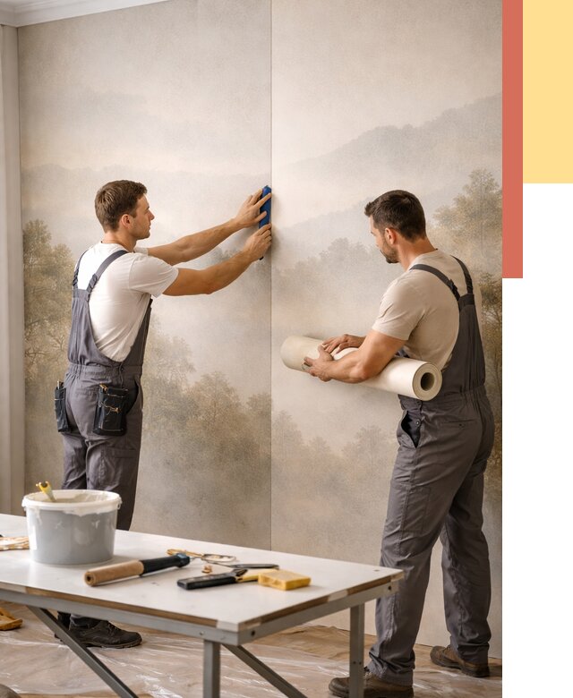 Поклейка фотообоев в Набережных Челнах от 8634 руб/м² — быстро и недорого | ОТДЕЛОЧНИК-Нбр