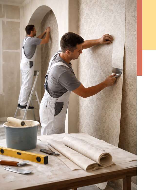 Поклейка обоев на сложные стены в Набережных Челнах от 2844 руб. под ключ | ОТДЕЛОЧНИК-Нбр