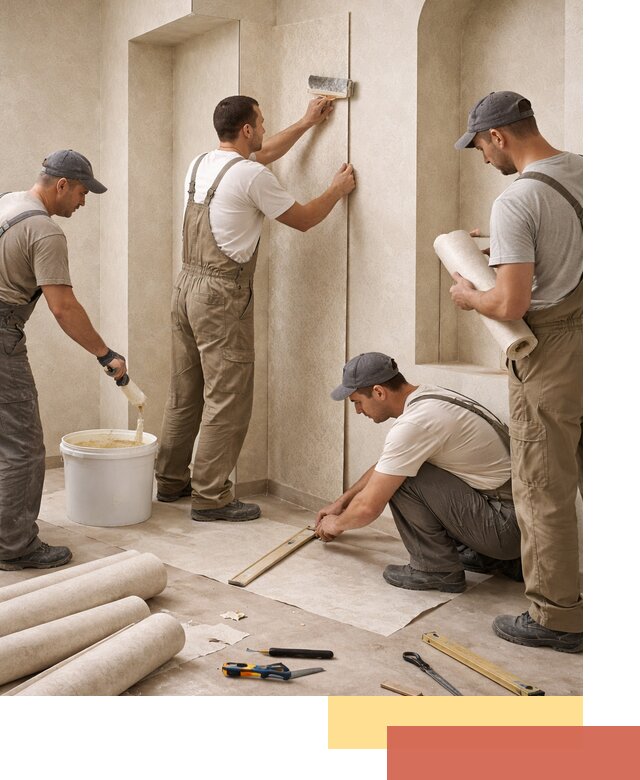 Поклейка обоев на сложные стены и неровные поверхности в Набережных Челнах