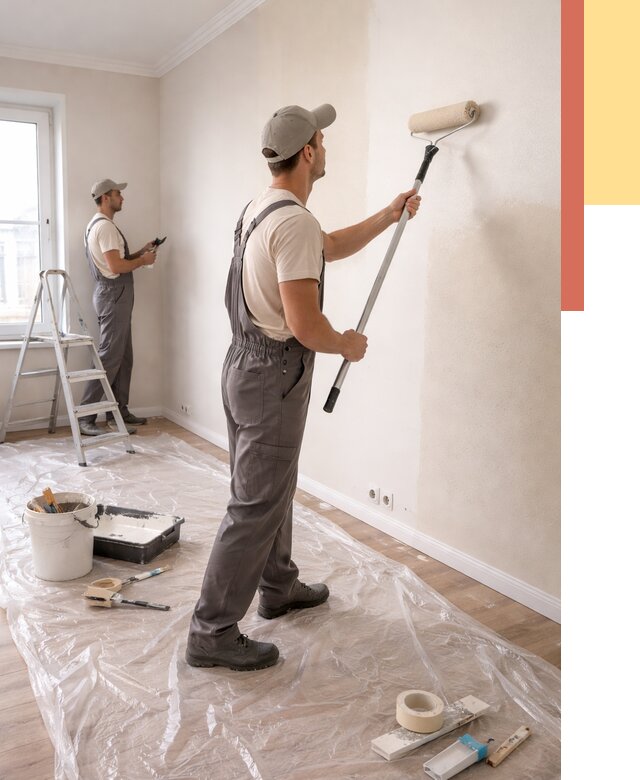 Покраска стен акриловой краской в Набережных Челнах от 3555 руб./м² — быстро и недорого | ОТДЕЛОЧНИК-Нбр