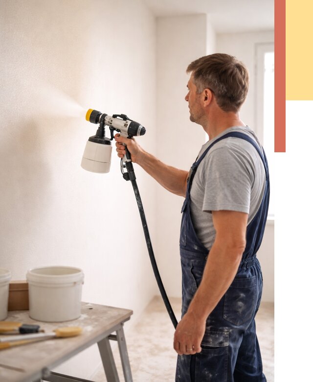 Покраска стен краскопультом в Набережных Челнах от 7619 руб. — механизированная покраска | ОТДЕЛОЧНИК-Нбр