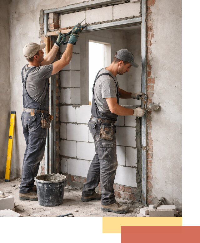 Закладка дверного проема под ключ в Набережных Челнах: демонтаж, монтаж, отделка