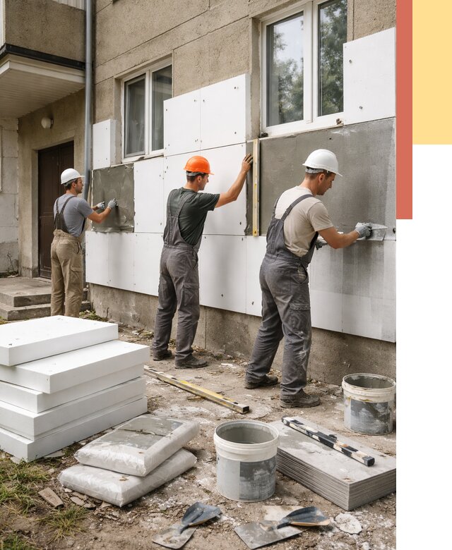 Утепление стен пенопластом в Набережных Челнах от 1778 руб. — недорого и под ключ | ОТДЕЛОЧНИК-Нбр