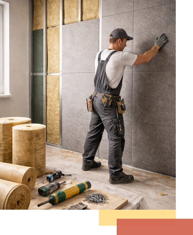 Профессиональная шумоизоляция стен в Набережных Челнах для квартиры и офиса