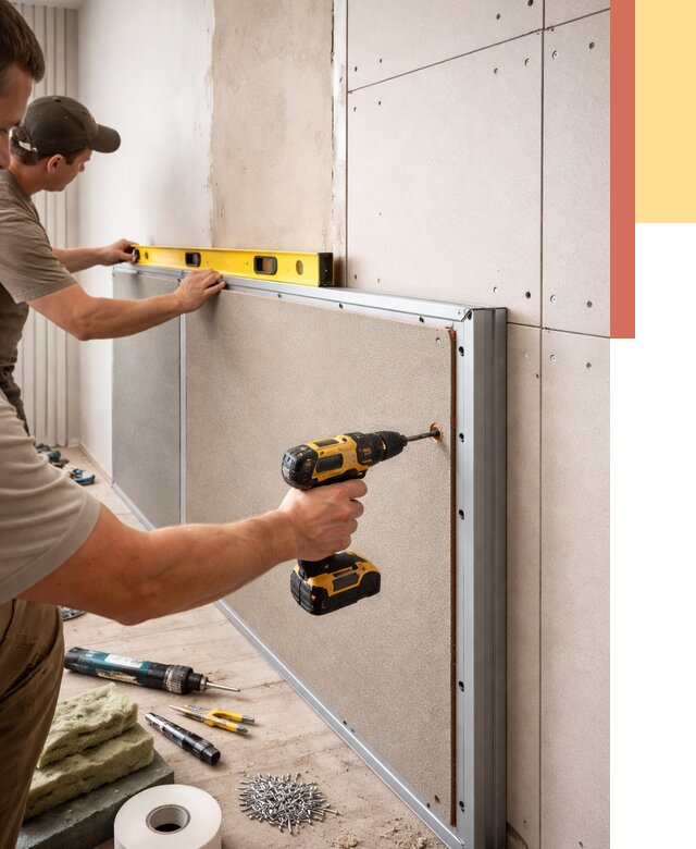 Шумоизоляция стен панелями ЗИПС в Набережных Челнах от 2235 руб./м² под ключ | ОТДЕЛОЧНИК-Нбр