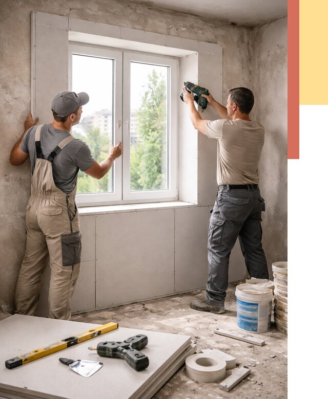 Монтаж откосов из гипсокартона в Набережных Челнах от 4571 руб. под ключ | ОТДЕЛОЧНИК-Нбр