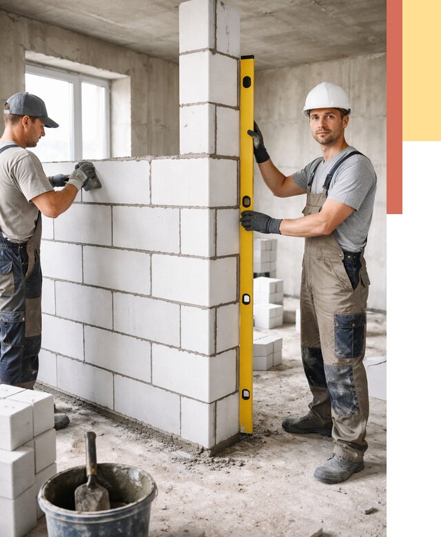 Кладка перегородок из пеноблока в Набережных Челнах от 1828 руб. под ключ | ОТДЕЛОЧНИК-Нбр