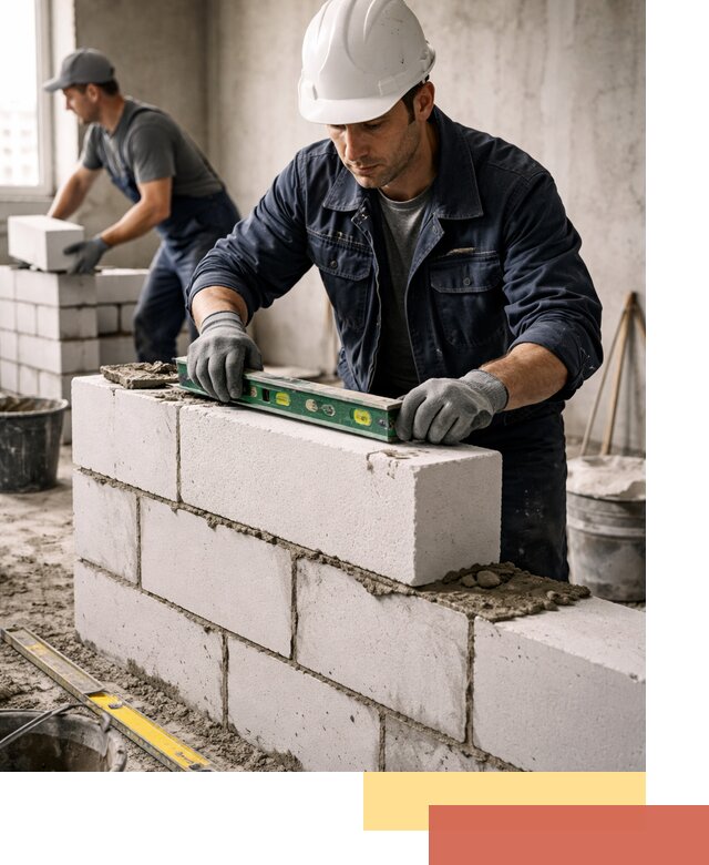 Кладка перегородок из пеноблока под ключ в Набережных Челнах