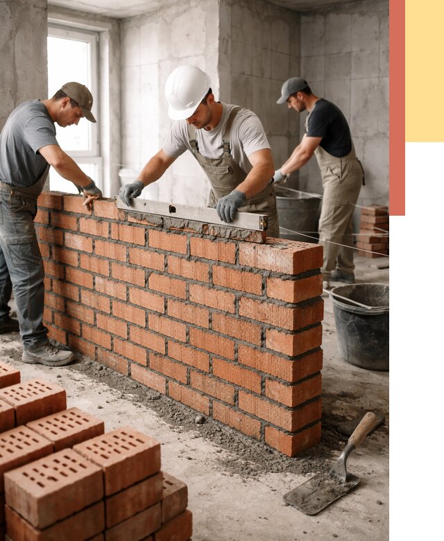 Кладка перегородок из кирпича в Набережных Челнах от 3555 руб. за м² | ОТДЕЛОЧНИК-Нбр