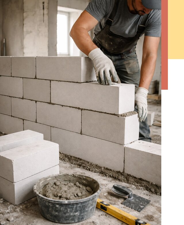 Кладка перегородок из силикатного блока в Набережных Челнах от 4063 руб. под ключ | ОТДЕЛОЧНИК-Нбр