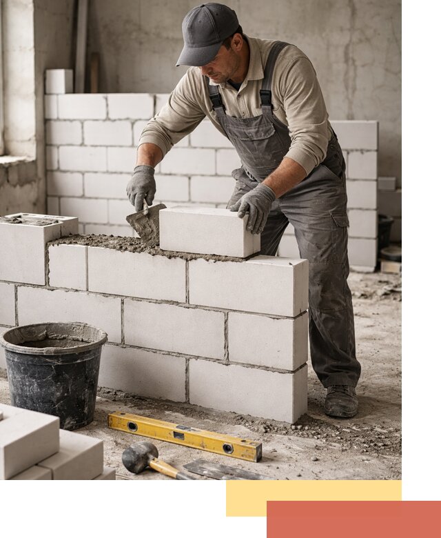 Кладка перегородок из силикатного блока в Набережных Челнах