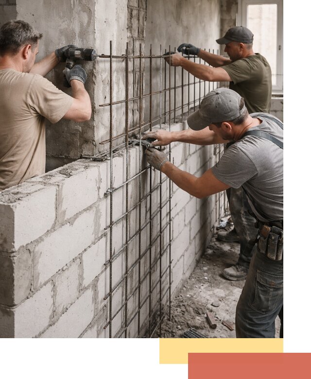 Армирование кладки перегородок в Набережных Челнах профессионально и надёжно