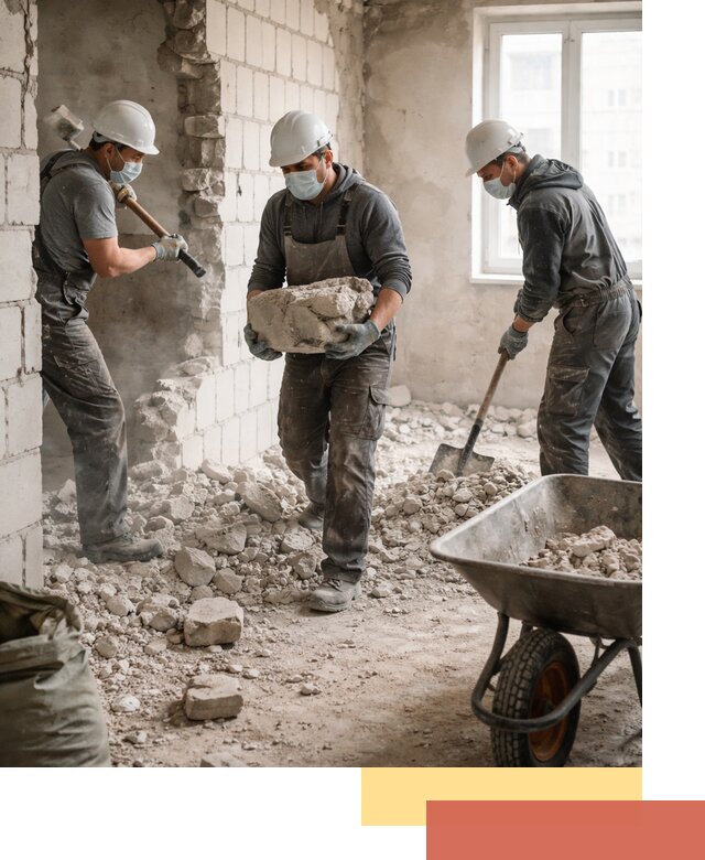 Демонтаж блочных перегородок в Набережных Челнах быстро и аккуратно