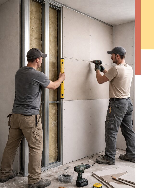 Монтаж двухслойной перегородки из гипсокартона в Набережных Челнах от 1473 руб. | ОТДЕЛОЧНИК-Нбр