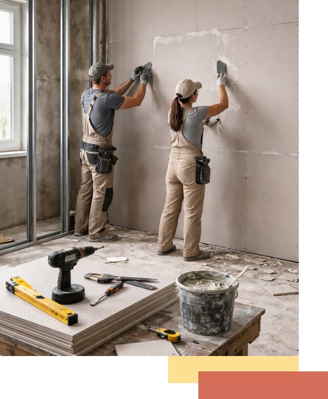 Монтаж двухслойной перегородки из гипсокартона в Набережных Челнах