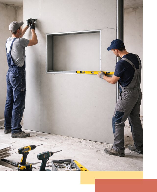 Перегородка из гипсокартона с нишей под декор в Набережных Челнах