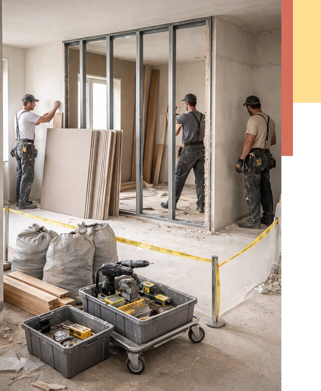 Перенос гипсокартонной перегородки в Набережных Челнах под ключ от 4571 руб. | Демонтаж и монтаж – ОТДЕЛОЧНИК-Нбр