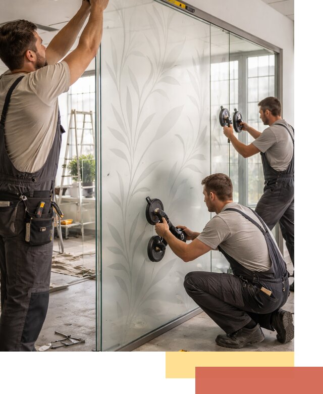 Стеклянные перегородки с рисунком на заказ в Набережных Челнах