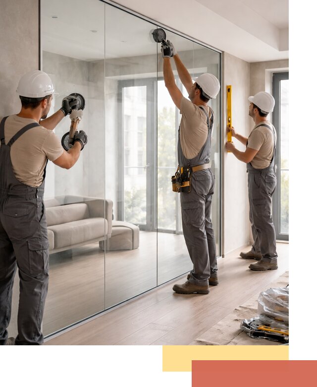 Перегородки из закаленного стекла в Набережных Челнах для офисов и квартир