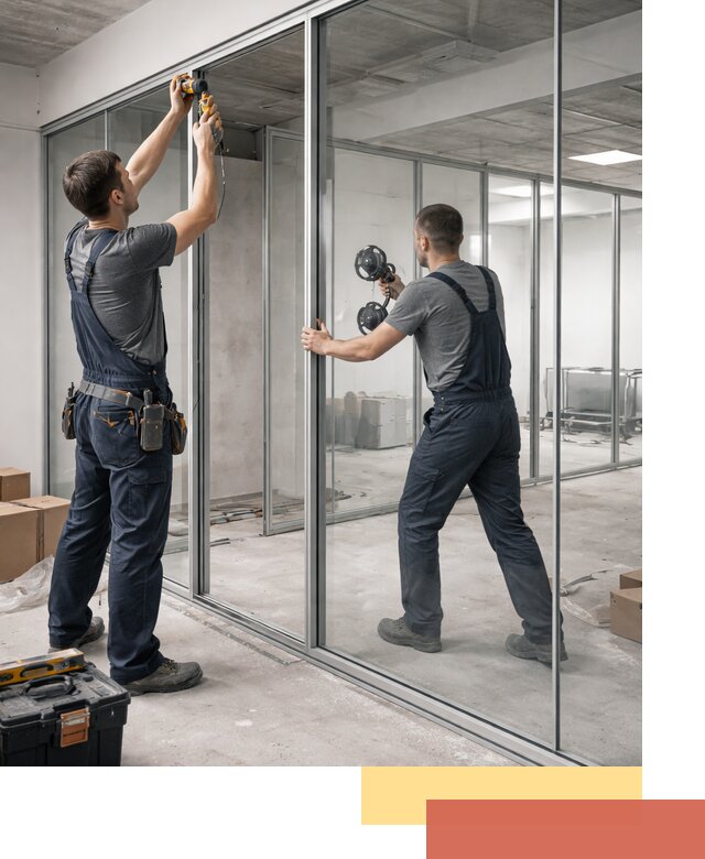 Алюминиевые перегородки со стеклом в Набережных Челнах — изготовление и монтаж