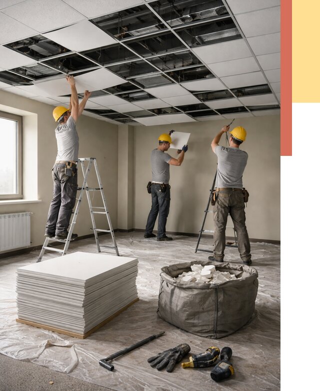 Демонтаж потолка Армстронг в Набережных Челнах от 4571 руб. быстро и недорого | ОТДЕЛОЧНИК-Нбр