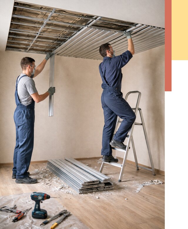 Демонтаж реечного потолка в Набережных Челнах от 4571 руб. быстро и недорого | ОТДЕЛОЧНИК-Нбр