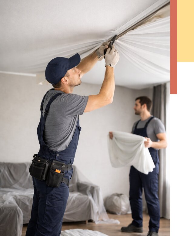 Демонтаж натяжного потолка в Набережных Челнах от 4571 руб. — снятие и разбор под ключ | ОТДЕЛОЧНИК-Нбр