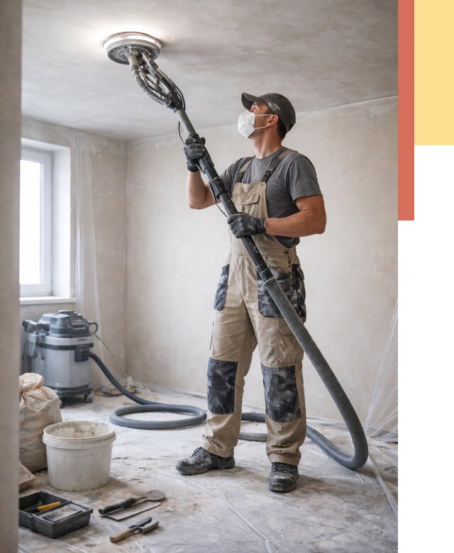 Шлифовка потолка в Набережных Челнах от 3555 руб. — услуги шлифования потолка | ОТДЕЛОЧНИК-Нбр