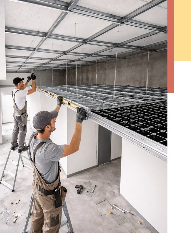 Монтаж потолка грильято в Набережных Челнах от 457 руб./м² — быстрая сборка под ключ | ОТДЕЛОЧНИК-Нбр