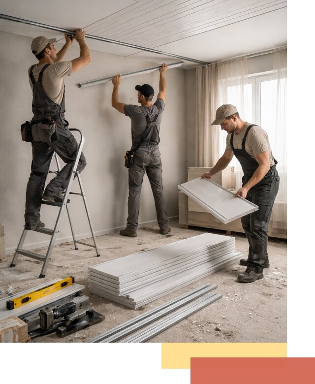 Монтаж потолка из ПВХ панелей в Набережных Челнах оперативно и качественно