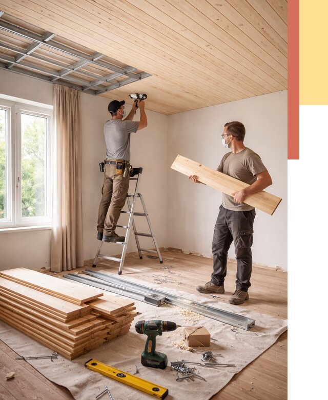 Монтаж потолка из вагонки в Набережных Челнах от 6603 руб. | Быстро и недорого — ОТДЕЛОЧНИК-Нбр